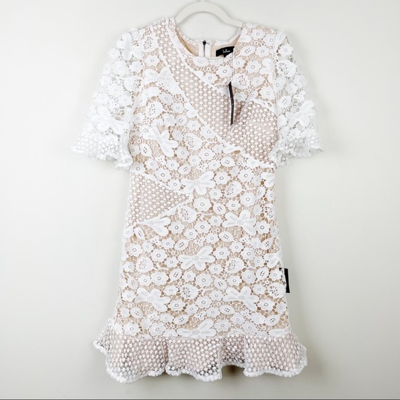 Lulus White Crochet Lace Short Sleeve Mini Dress - Picture 6 of 16